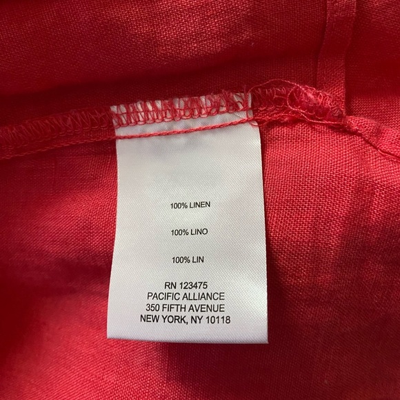 ELLEN TRACY 100% Linen Roll Tab 1/4 Zip Relaxed Tunic Blouse Size L Lagenlook - Picture 6 of 6